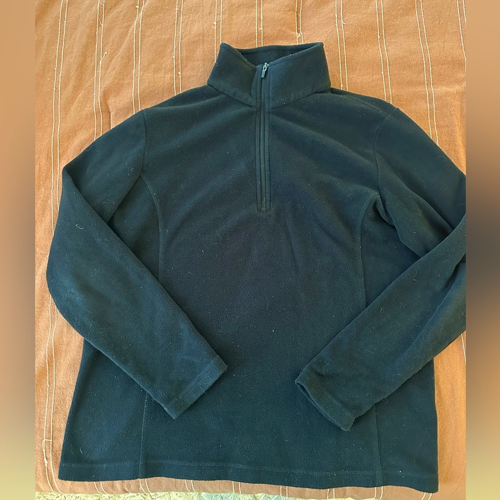 Lands End Black QuarterZip Fleece Small